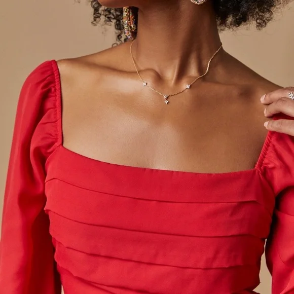 Francesca's Collections Red long Sleeve Crop Blouse - Picture 4 of 9